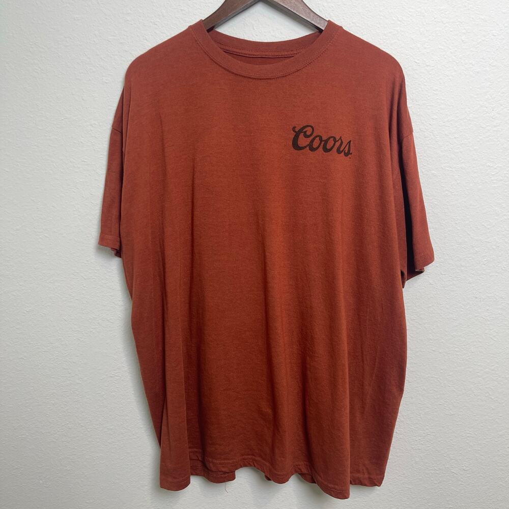 Coors Western Graphic T Shirt Mens 2XL Brown Golden Colorado Cowboy Rodeo Beer